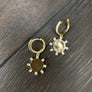 Cz trimmed huggie sun dangle earrings - sterling and gold vermeil