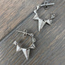 Pavé cz 3d huggie spike earring - sterling, gold vermeil
