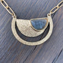 Crescent moon and gemstone "moon phases" necklace - brushed gold