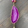 Agate slice with brushed gold horn necklace - gold - Renee Piatt Collection
