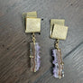 Amethyst slice "Origami" and geometric post earrings - gold tone - Renee Piatt Collection