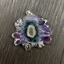 Amethyst/jasper stalactite slice Flower necklace - silver - Renee Piatt Collection