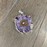 Amethyst/jasper stalactite slice Flower necklace - silver - Renee Piatt Collection