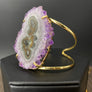 Amethyst/Jasper stalactite slice prong set cuff - gold - Renee Piatt Collection