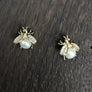 Baby bee stud earrings with faux pearl belly - silver, gold - Renee Piatt Collection