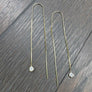 Bezel CZ solitaire threader earrings - sterling silver, gold vermeil - Renee Piatt Collection