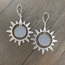 Celestial sun and druzy earrings - silver - Renee Piatt Collection