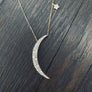 Crescent and dangling star pavé cz necklace - silver, gold - Renee Piatt Collection