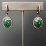 Cz trimmed green agate huggie earrings - oxidized sterling silver - Renee Piatt Collection