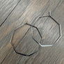 Dainty octagon flattened hoop earrings - gold, silver - Renee Piatt Collection