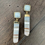 Desert Sand and sky long amethyst slice gemstone earrings - gold - Renee Piatt Collection