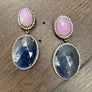 Double sapphire earrings - oxidized sterling silver - Renee Piatt Collection