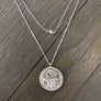 Double strand tiny eye and hamsa coin necklace - sterling silver, gold vermeil - Renee Piatt Collection