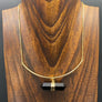 Ethereal faceted hanging quartz bar necklace - gold tone - Renee Piatt Collection
