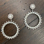 Faux pearl hoops with cz trim - silver and gold - Renee Piatt Collection