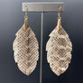 Faux snakeskin leather leaf earrings - brushed gold - Renee Piatt Collection