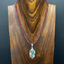 Garnet double beaded necklace with pink opal turquoise - sterling silver - Renee Piatt Collection