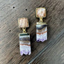 Gemstone post and amethyst slice drop earrings - gold - Renee Piatt Collection