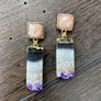 Gemstone post and amethyst slice drop earrings - gold - Renee Piatt Collection