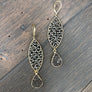 Hematite disc mixed metallic druzy earrings - gold & silver - Renee Piatt Collection