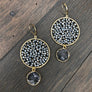 Hematite disc mixed metallic druzy earrings - gold & silver - Renee Piatt Collection