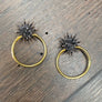 Pavé black cz sun hoops- gold, sterling silver