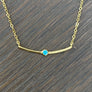 Tiny dainty gold bar with turquoise accent necklace - gold vermeil