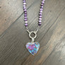 Hand-knotted amethyst with purple/blue copper turquoise necklace - silver