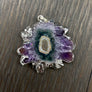 Amethyst/jasper stalactite slice Flower necklace - silver