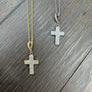 Small pave CZ cross - SS, gold vermeil