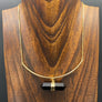 Ethereal faceted hanging quartz bar necklace - gold tone