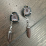 Tabasco geode stud earring with gemstone drop / silver