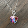 Pink oyster turquoise heart toggle necklace - sterling silver