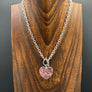 Wrap and Toggle druzy heart necklace - silver