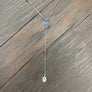 Sky blue cz accent Y necklace with hamsa drop - sterling, gold vermeil