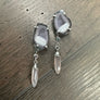 Tabasco geode stud earring with gemstone drop / silver