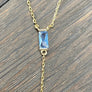 Sky blue cz accent Y necklace with hamsa drop - sterling, gold vermeil