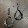 Inside out drop hoop grey pavé earrings - gold tone, silver tone