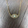 Tiny pavé cz and opal eye necklace - sterling, silver