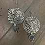 Filigree disc earrings with druzy drops - silver