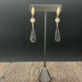 Double druzy long drop earrings - gold tone