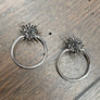 Pavé black cz sun hoops- gold, sterling silver