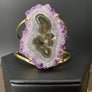 Amethyst/Jasper stalactite slice prong set cuff - gold