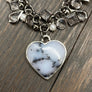 Dendritic opal charm style necklace - gunmetal