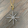 Pavé cz star “Tiny toggle” wrap and toggle necklace - gunmetal and gold