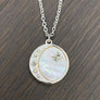 Summer sky Crescent moon and star mother-of-pearl coin necklace - silver, gold