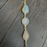 Asymmetrical teal beaded druzy necklace - gold