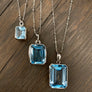 Blue topaz gemstone necklace - sterling silver