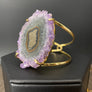 Amethyst/Jasper stalactite slice prong set cuff - gold