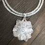 Rainbow moonstone and quartz stalactite slice necklace